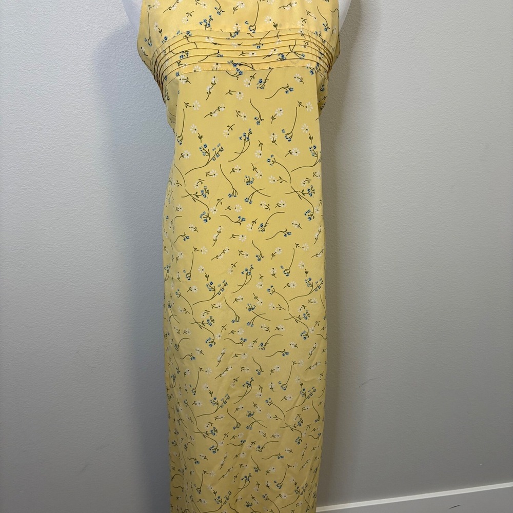 Ditsy Floral Yellow Long Maxi Dress Sleeveless Dress Cottagecore Spring Small‎ - Picture 3 of 5